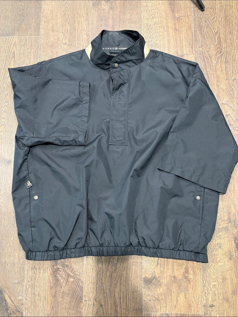 AHEAD Authentic Men's Pullover Short Sleeve Windbreaker Jacket in Black - XXL